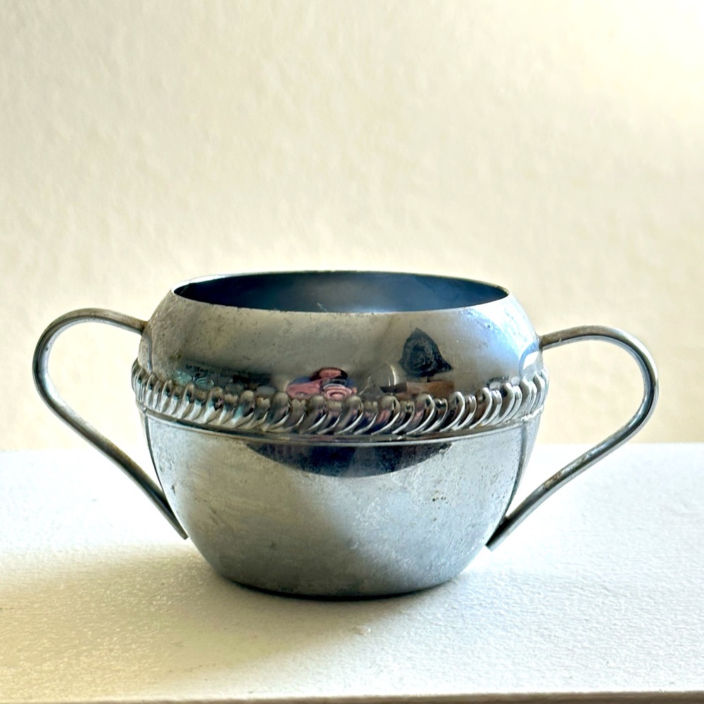 Vintage Irvinware Chrome Plated Double Handled Sugar Cup